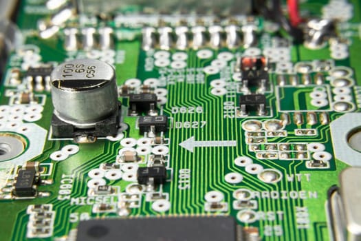 Circuit board with chips and capacitor