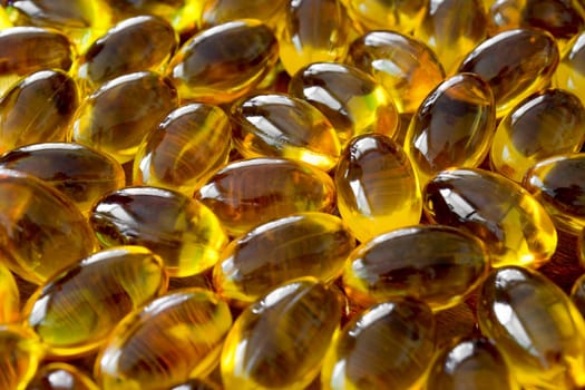 Close up to a several yellow pills