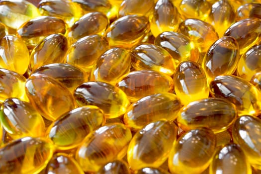 Close up to a several yellow pills