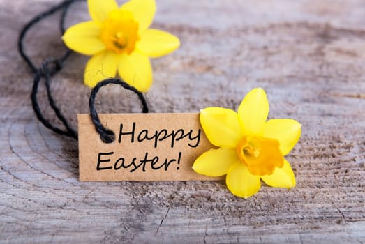 Label with Happy Easter in a natural Style
