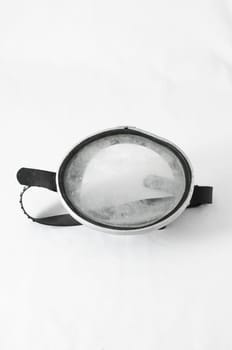 Old Vintage Dirty Diving Mask on a White Background