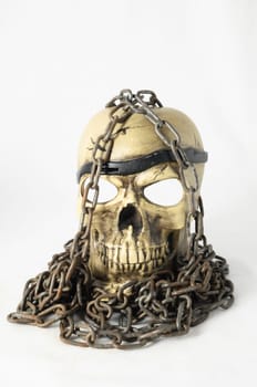 Skull and old Chains on a White Background