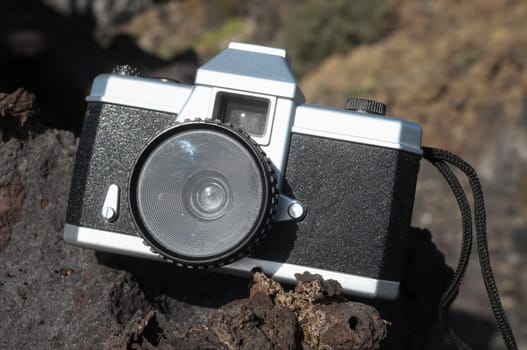 Photography Concept Classic Vintage 35mm Gray Plastic Camera
