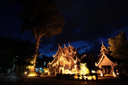 The architecture of Wat Chedi Luang Temple in Chiang Mai in northern Thailand.