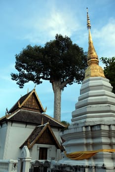 The architecture of Wat Chedi Luang Temple in Chiang Mai in northern Thailand.