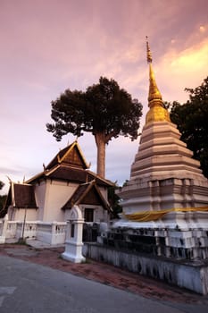 The architecture of Wat Chedi Luang Temple in Chiang Mai in northern Thailand.