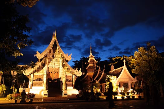 The architecture of Wat Chedi Luang Temple in Chiang Mai in northern Thailand.