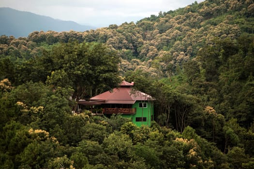 An inn or hotel in the rainforest near the village of Fang north of Chiang Mai in northern Thailand.