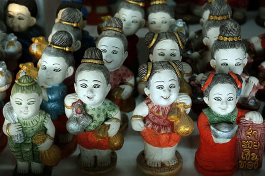 Crafts in a shop in Khorat in nakhon Ratchasima province in northeastern Thailand in the south western of Thailand in South East Asia.