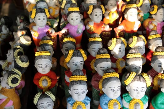 Crafts in a shop in Khorat in nakhon Ratchasima province in northeastern Thailand in the south western of Thailand in South East Asia.