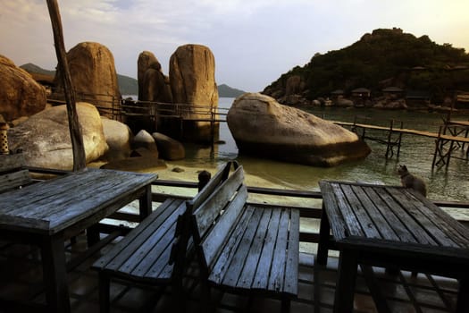 The beach and island landscape on the island of Koh Naang Yuan next to the island of Ko Tao in the Gulf of Thailand in the south western of Thailand in South East Asia.   (KEYSTONE/Urs Flueeler)