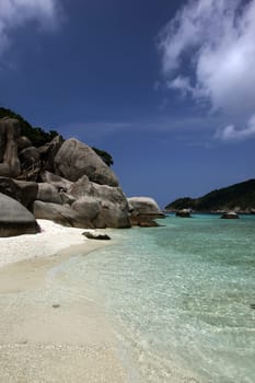 The beach and island landscape on the island of Koh Naang Yuan next to the island of Ko Tao in the Gulf of Thailand in the south western of Thailand in South East Asia.