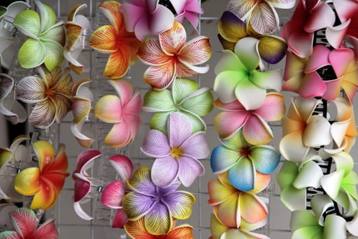 Hair accessories in a shop on the island of Ko Tao in the Gulf of Thailand in the south-west of Thailand in South East Asia.