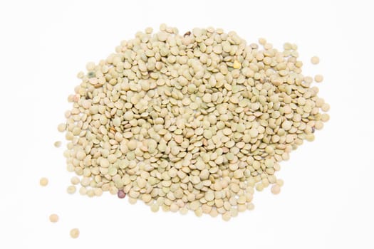 Lentils on a white background