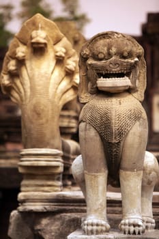 The Khmer Temple complex of Phimai near Khorat in the province of Nakhon Ratchasima in the northeast of Thailand in the southwest of Thailand in South East Asia.