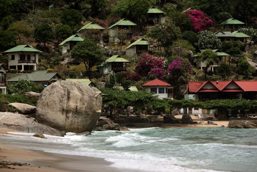 Der Strand  von Tanote Bay Beach auf der Insel Ko Tao im Golf von Thailand im Suedwesten von Thailand in Suedostasien.