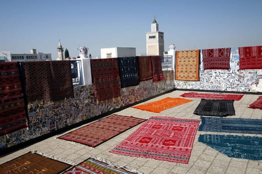 Africa,North Africa,Tunisia,Tunis.The Grand Mosque Zaytouna from a roof terrace in the medina or old town of the Tunisian capital Tunis. .......