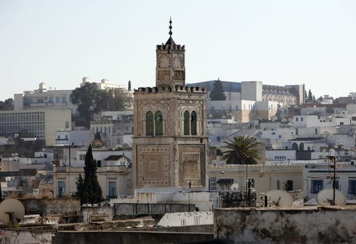 A mosque in Souq or Bazzar in the Old City of Tunis on the Mediterranean Sea in Tunisia in North Africa.