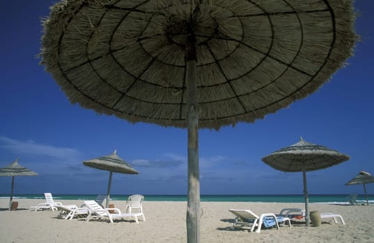 A sandy beach near Sousse in central Tuneisen in North Africa.