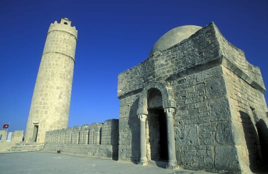 The Ribat or fortress in the old town in Sousse on the Mediterranean Sea in the northeast of Tunisia in North Africa.