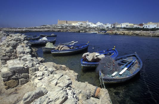 Africa,Tunisia,Mahdia The fishing port with Borj el Kebir Castle in the coastal town of Mahdia in Central Tunisia. (URS FLUEELER)