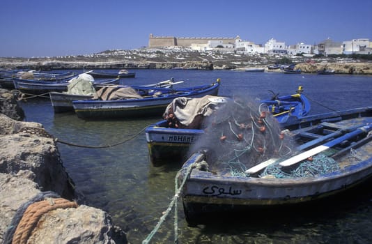 Africa,Tunisia,Mahdia The fishing port with Borj el Kebir Castle in the coastal town of Mahdia in Central Tunisia. (URS FLUEELER)