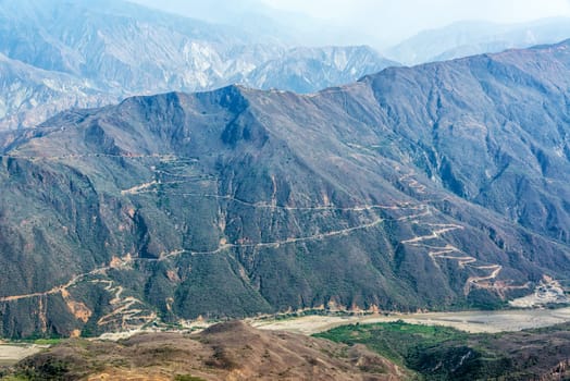 Rugged landscape of Chicamocha canyon near Bucaramanga in Santander, Colombia