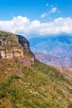 Vertical view of Chicamocha canyon near Bucaramanga in Santander, Colombia