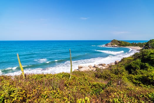 Beach at Canaveral in Tayrona National Park on the Caribbean Sea in Colombia