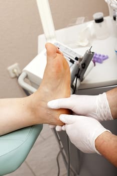 Feet are massaged after foot treatment