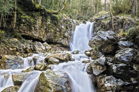 Very beautiful waterfall in the Navarra's mountain in Spain.