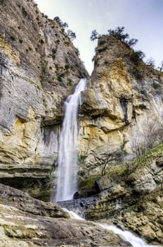 Very beautiful waterfall in the Navarra's mountain in Spain.