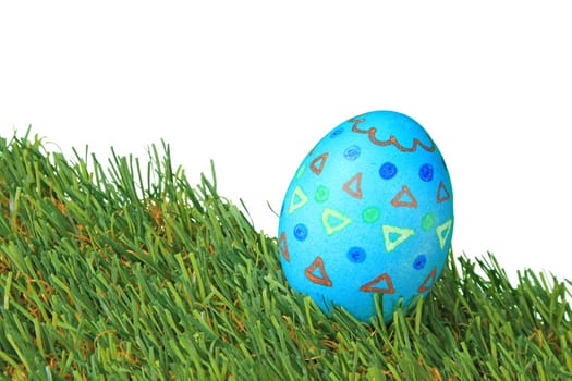 blue,colorfully decorated Easter egg