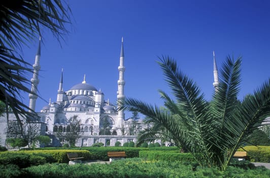 The Blue Mosque in the Sulranahmet district of Istanbul in the Tuerkey.