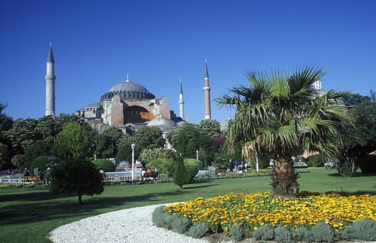 Aya Sofia Mosque in Istanbul's Sultanahmet district,In Tuerkey.