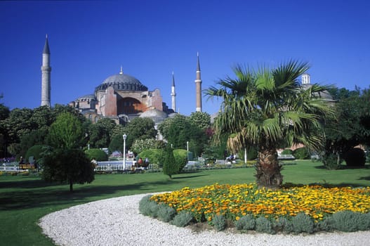 Aya Sofia Mosque in Istanbul's Sultanahmet district,In Tuerkey.