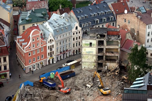 The city panorama over the old town of Riga of the capital
