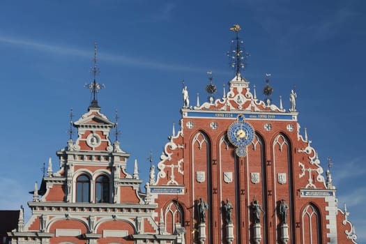 The Schwarzhaeupterhaus on City Hall Square in the Old Town in Riga,Latvia
