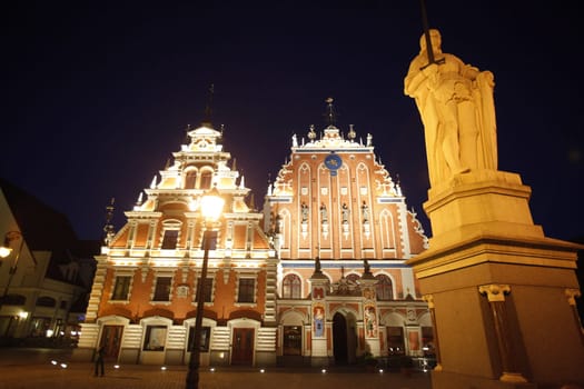 The Schwarzhaeupterhaus on City Hall Square in the Old Town in Riga,Latvia
