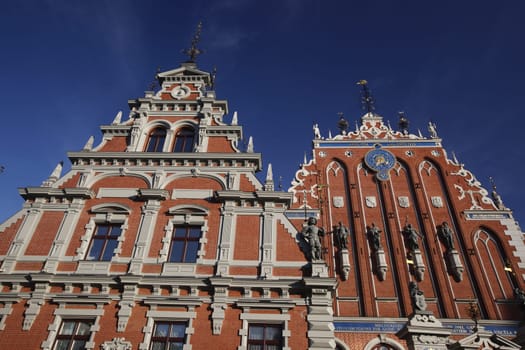 The Schwarzhaeupterhaus on City Hall Square in the Old Town in Riga,Latvia
