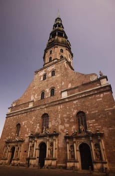 The St. Peter's Church in the Old Town of Riga,the main city of Latvia in the Baltics in Eastern Europe.