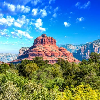 famous bell rock and Courthouse Butte in Sedona, Arizona, USA