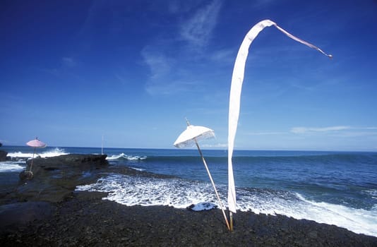 The Pura Tanah Lot Temple in the south of Bali on the island of Bali in Indonesia.