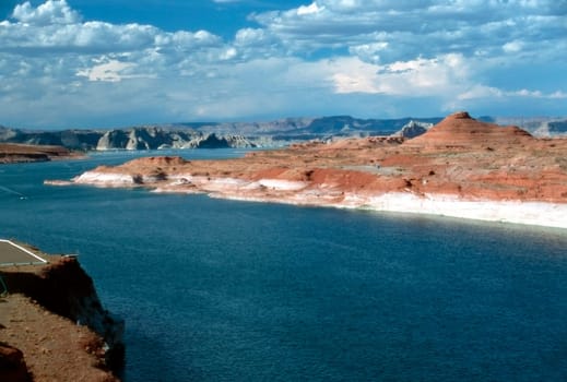 Lake Powell with boats  in Arizona