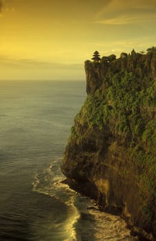 The Pura Luhur Ulu Watu Temple in the south of Bali on the island of Bali in Indonesia.