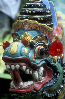 Hindu figures in Ubud in Bali on the island of Bali in Indonesia.