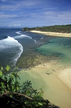 A beach near Padang in the south of Bali on the island of Bali in Indonesia.