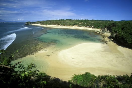 A beach on Kuta Beach in Kuta Bay in the south of Bali on the island of Bali in Indonesia.