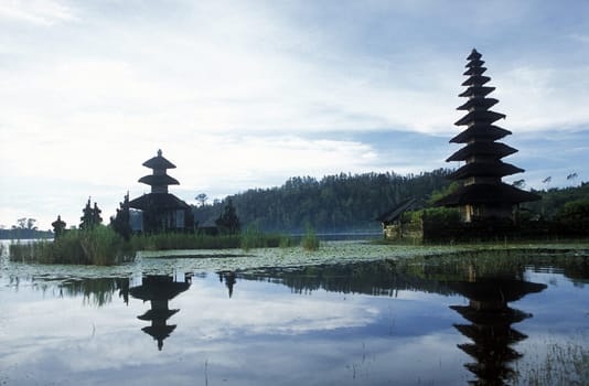 The Pura Ulum Danu Temple on Lake Bratan in northern Bali on the island of Bali in Indonesia.