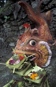 Hindu figures in Ubud in Bali on the island of Bali in Indonesia.